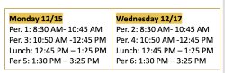 finals bell schedule